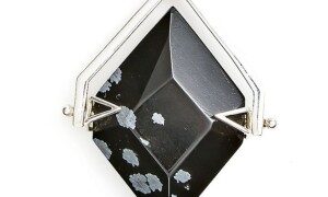 Snowflake Obsidian Silver Spinner Pendant