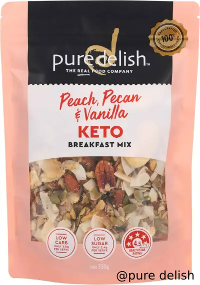 peach, pecan & vanilla breakfast mix 350g