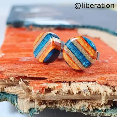Recycled wooden earring studs (skateboard)