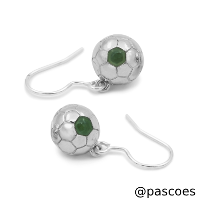 FIFA S/S FOOTBALL EARRINGS WITH GREENSTONE