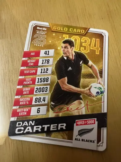 Dan Carter GOLD Weetbix card MINT!