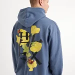 RESPECT GRAPHIC OVERSIZED HOODIE IN DENIM BLUE