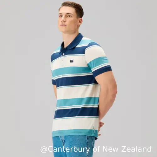 MENS FUNDAMENTALS STRIPE POLO BLUE